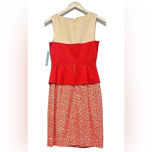 NWT ANTONIO MELANI Peplum Cream/Orange Sheath Dress Knee Length Back Slit Size 2 - Picture 8 of 13